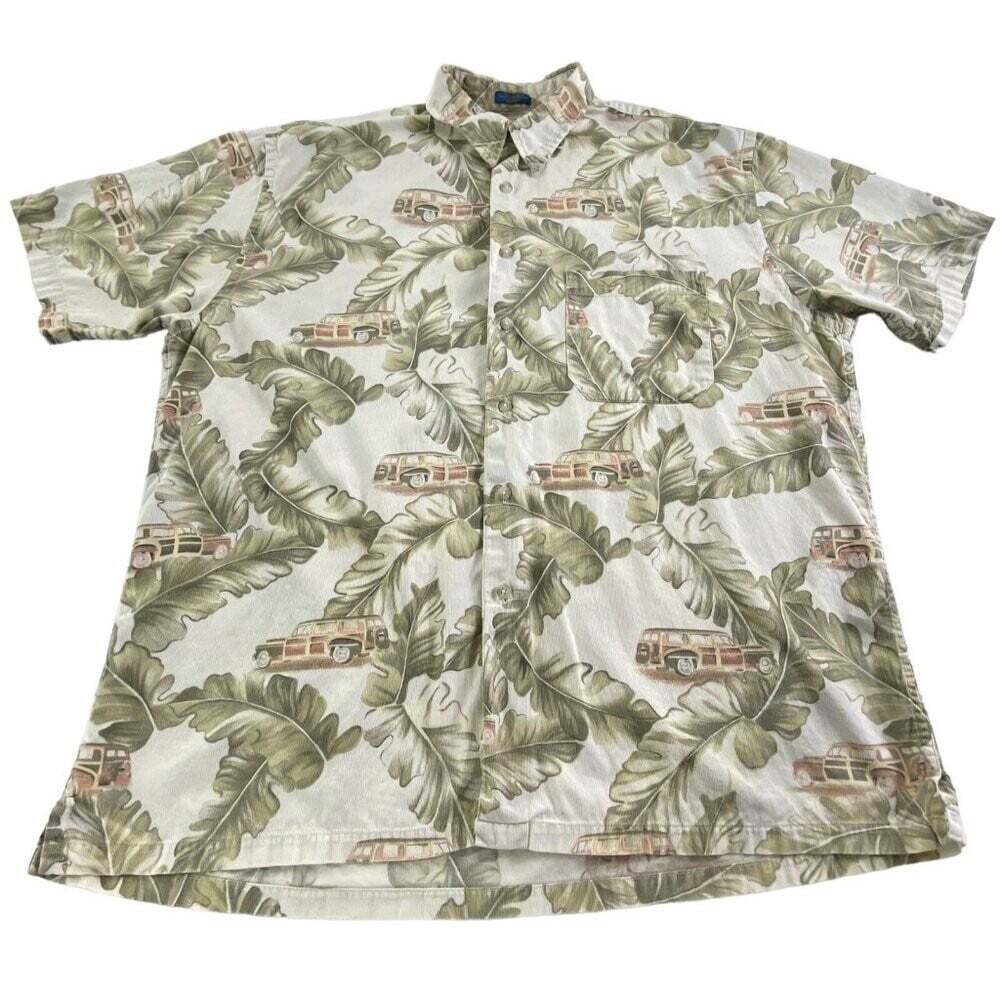 PENDLETON Men‎ Woodie Wagon Button Front Short Sleeve Shirt Sz L Beige 79-40